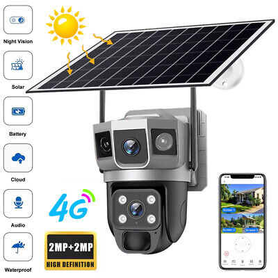 3 lens solar 4g ptz camera v380pro