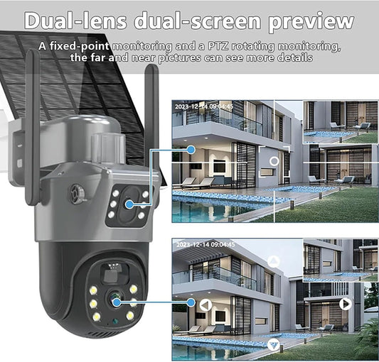 Dual lens solar ptz camera v380pro